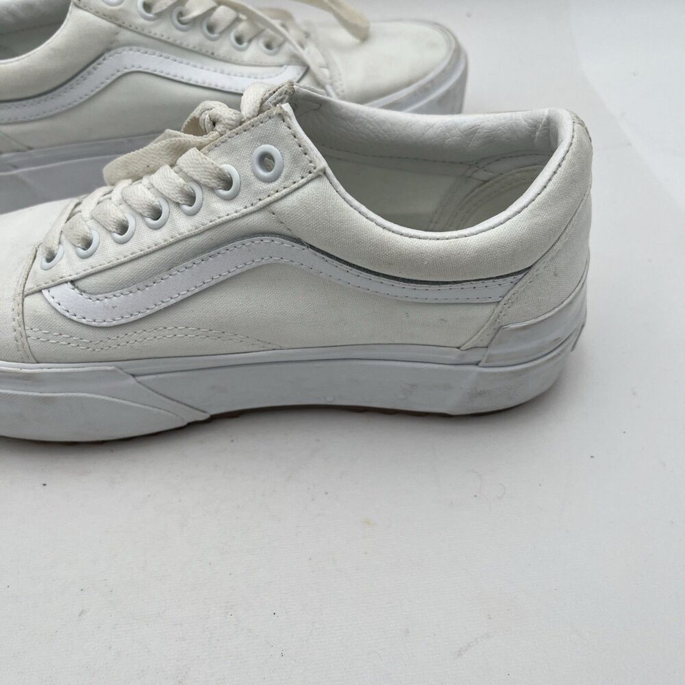 Vans Old Skool Stacked White Platform Sneakers Womens size 8.5 / Mens 7 Shoes - Picture 10 of 16